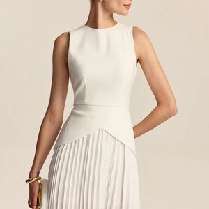 Commense White Pleated Hem Mini Dress Size M NWT$42